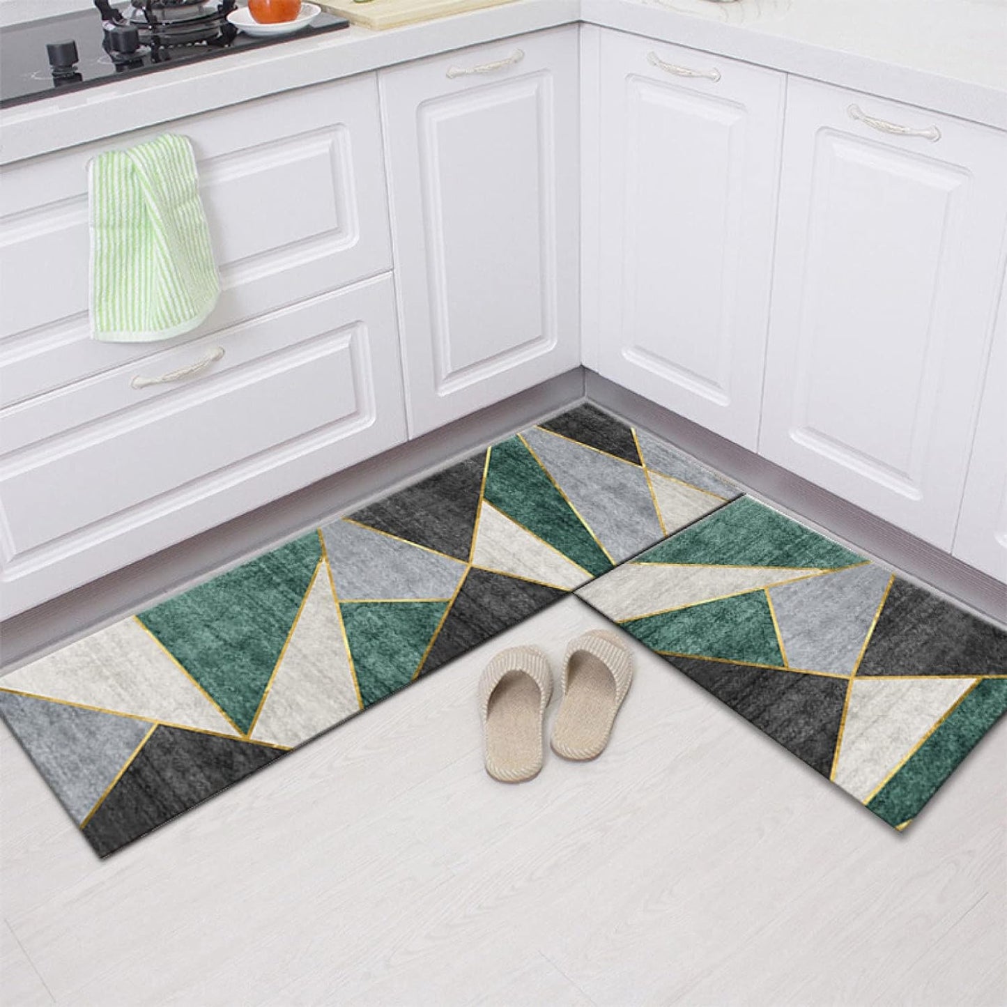 2pcs Kitchen Runner Mat Non Slip Washable Rugs