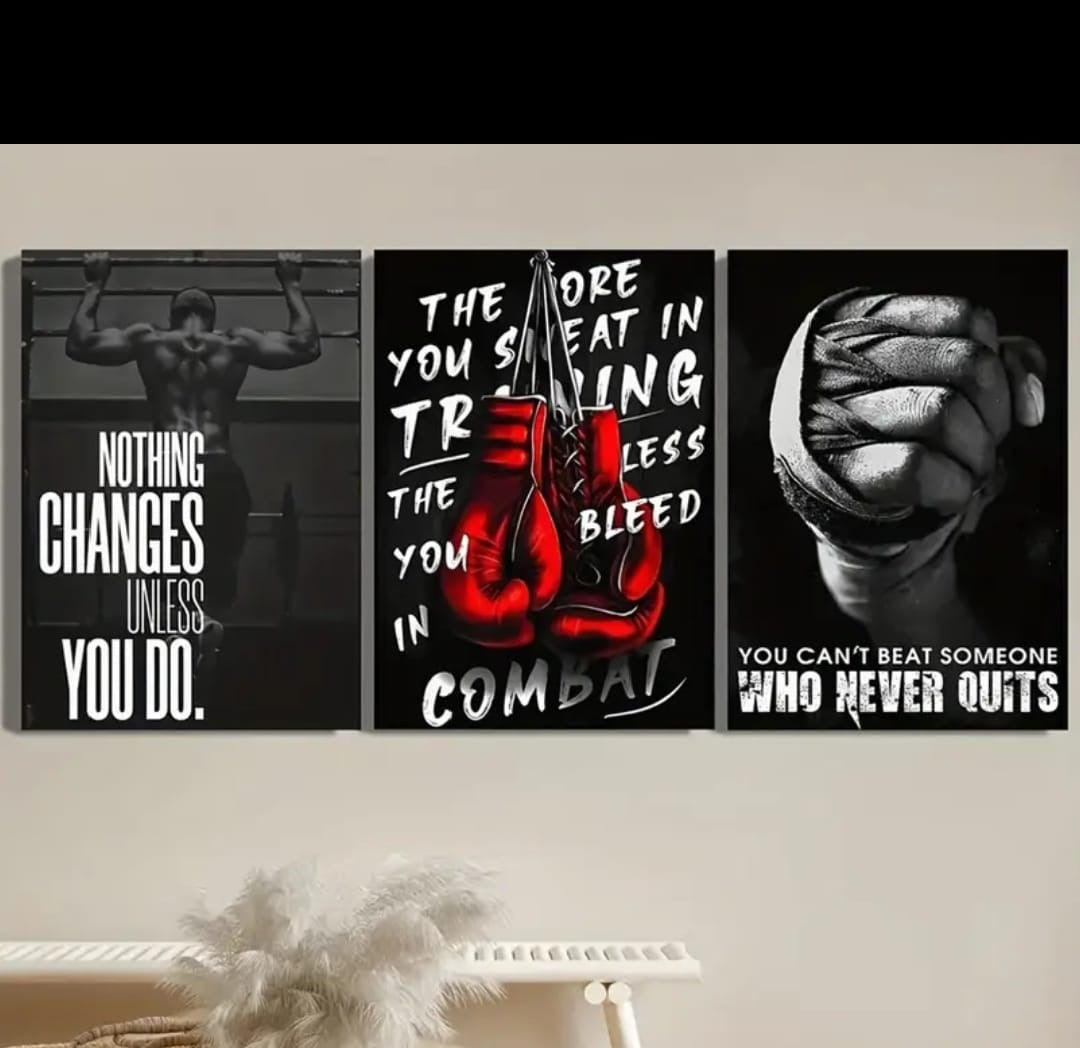 3-Piece Sports Wall Décor Boxing Quote Prints