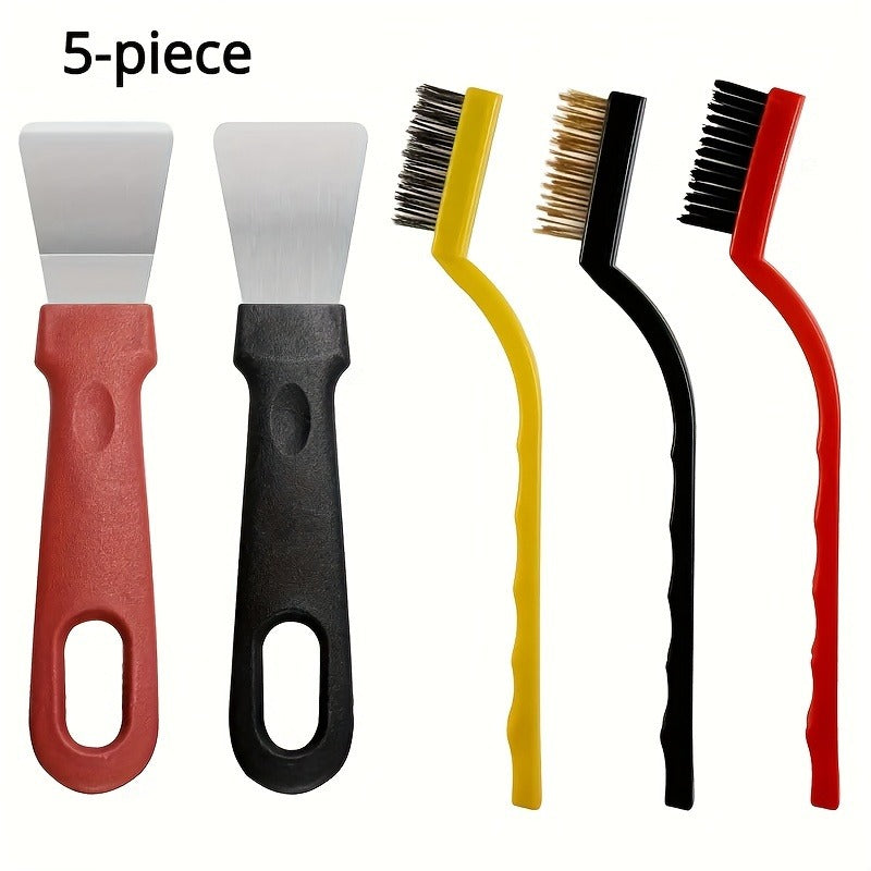 5/7pcs Kitchen Cleaning Tool Set – Brushes & Shovel for Oil Stains