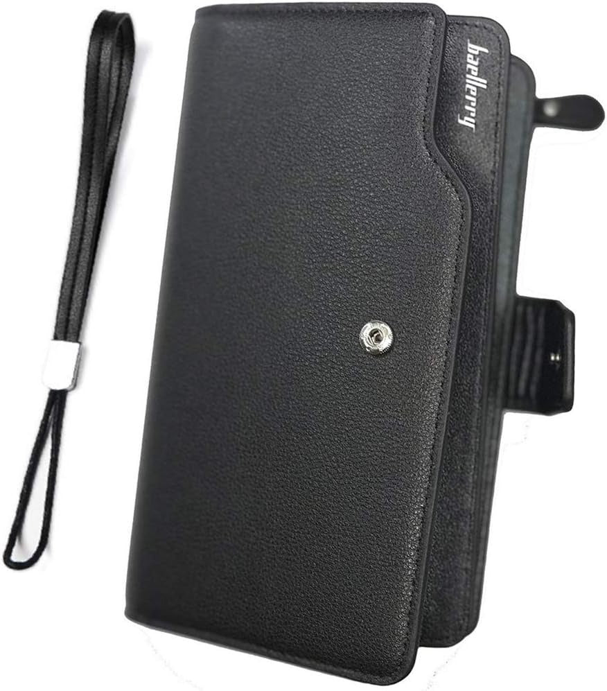 Baellerry Men’s Leather Large Wallet & Coin Purse – Black