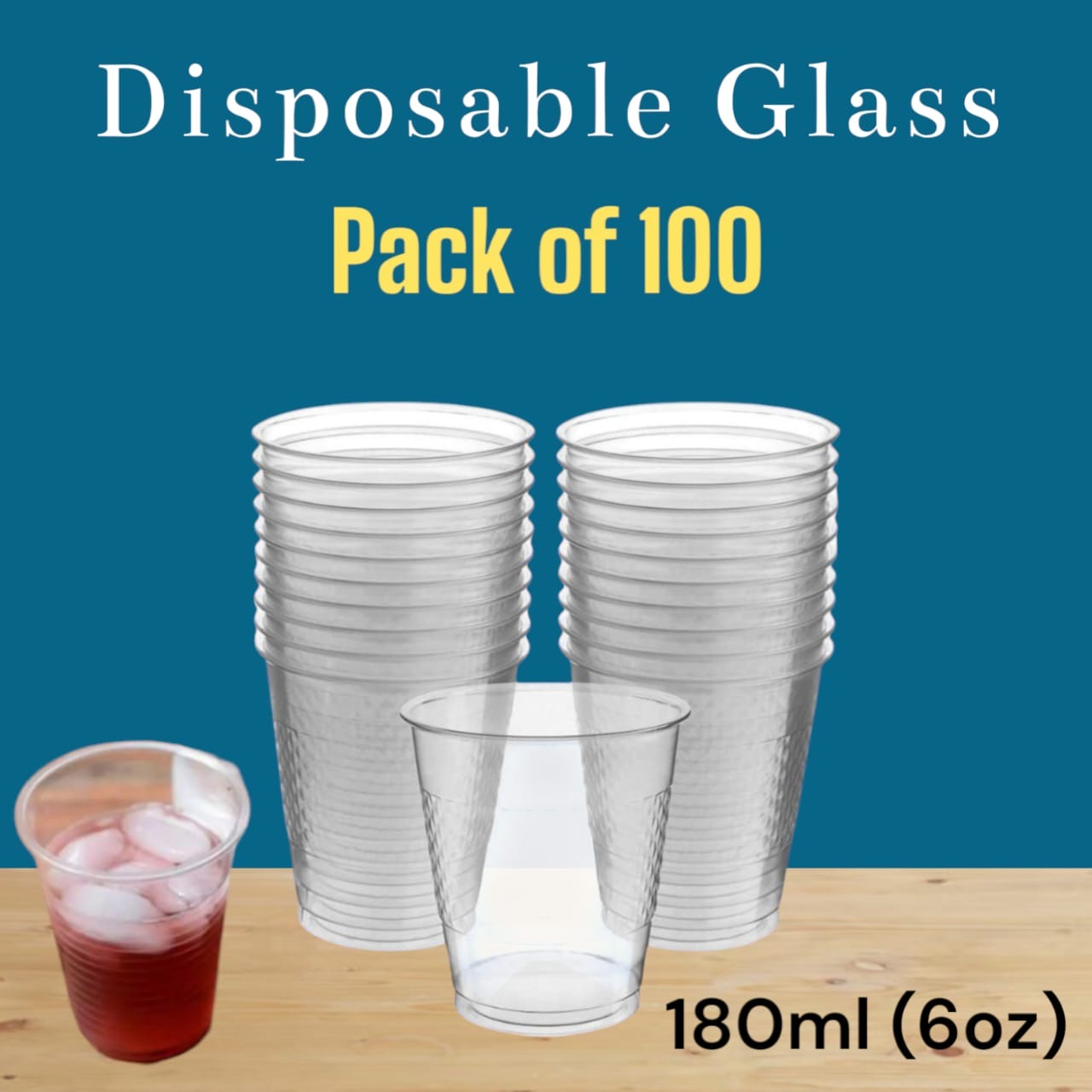 Disposable Transparent Plastic Drinking Glasses 180ml Pack