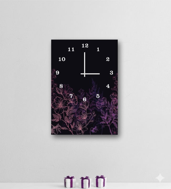 Elegant Floral Wooden Wall Clock 12x16 Inches