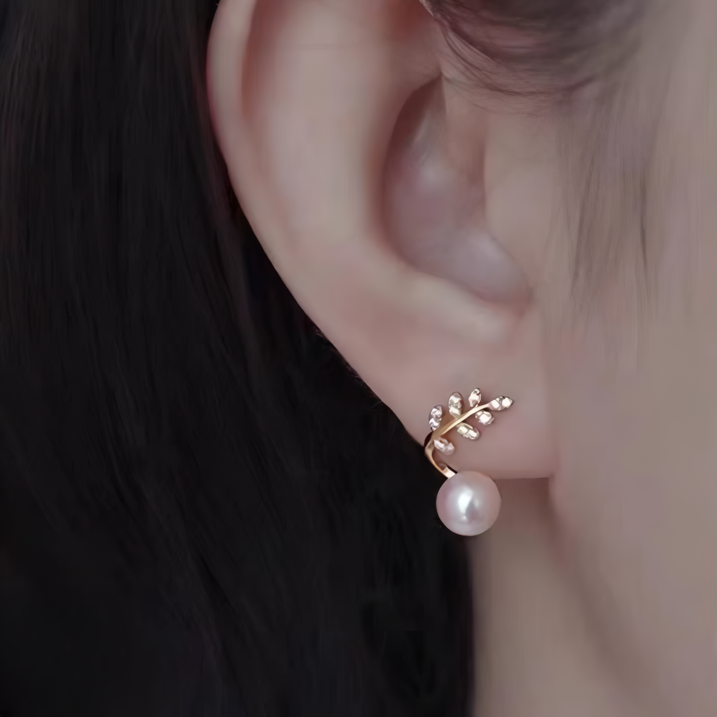Elegant Leaf Pearl Korean Earrings – Women’s Jewelry
