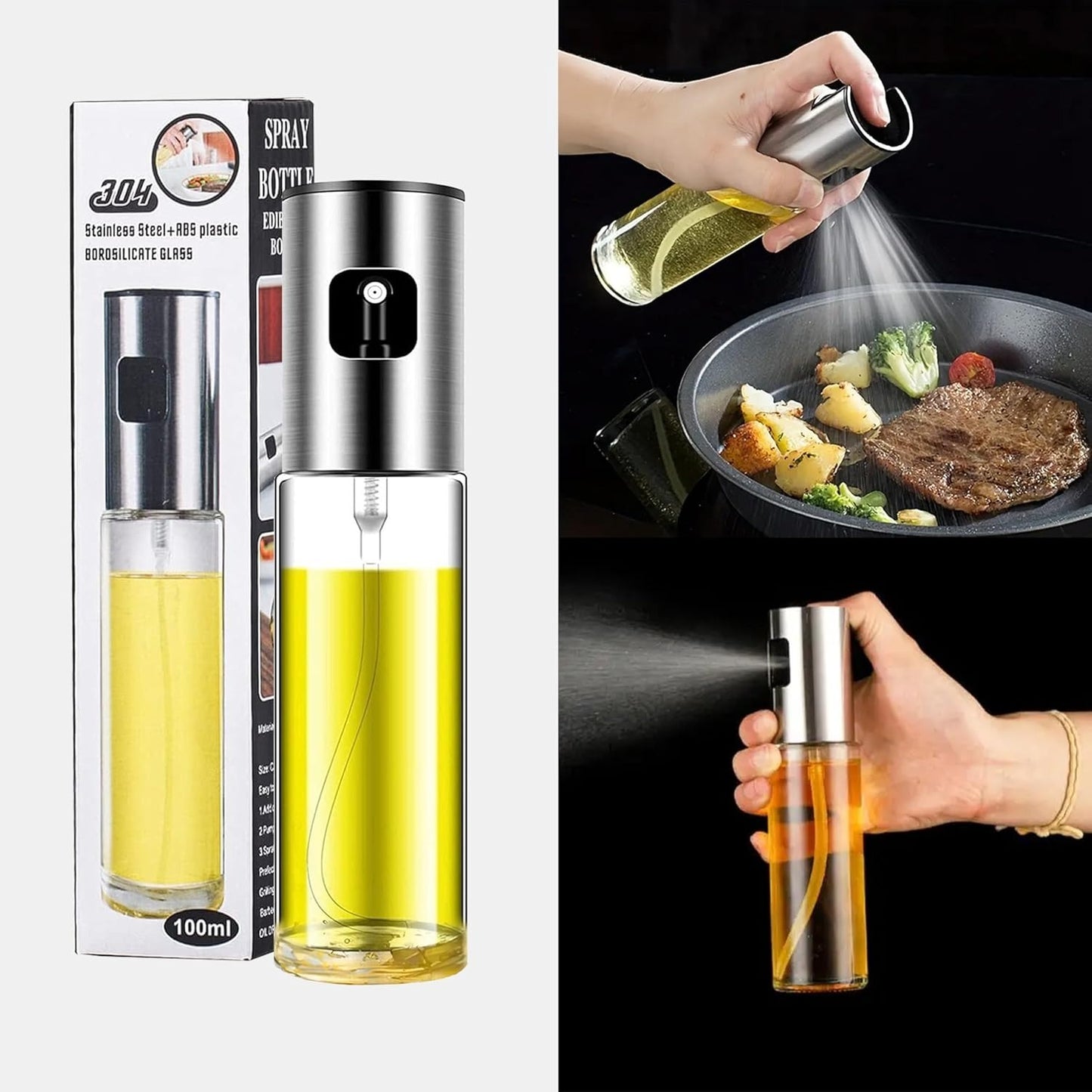 Glass Oil Sprayer Bottle for Cooking, BBQ, Baking & Grilling