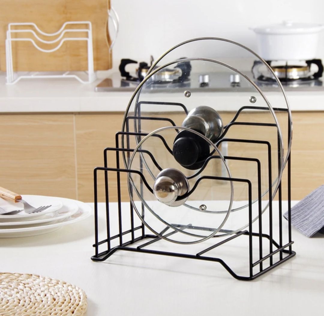 Heavy Metal Pot Lid & Plate Stand – Durable Kitchen Organizer