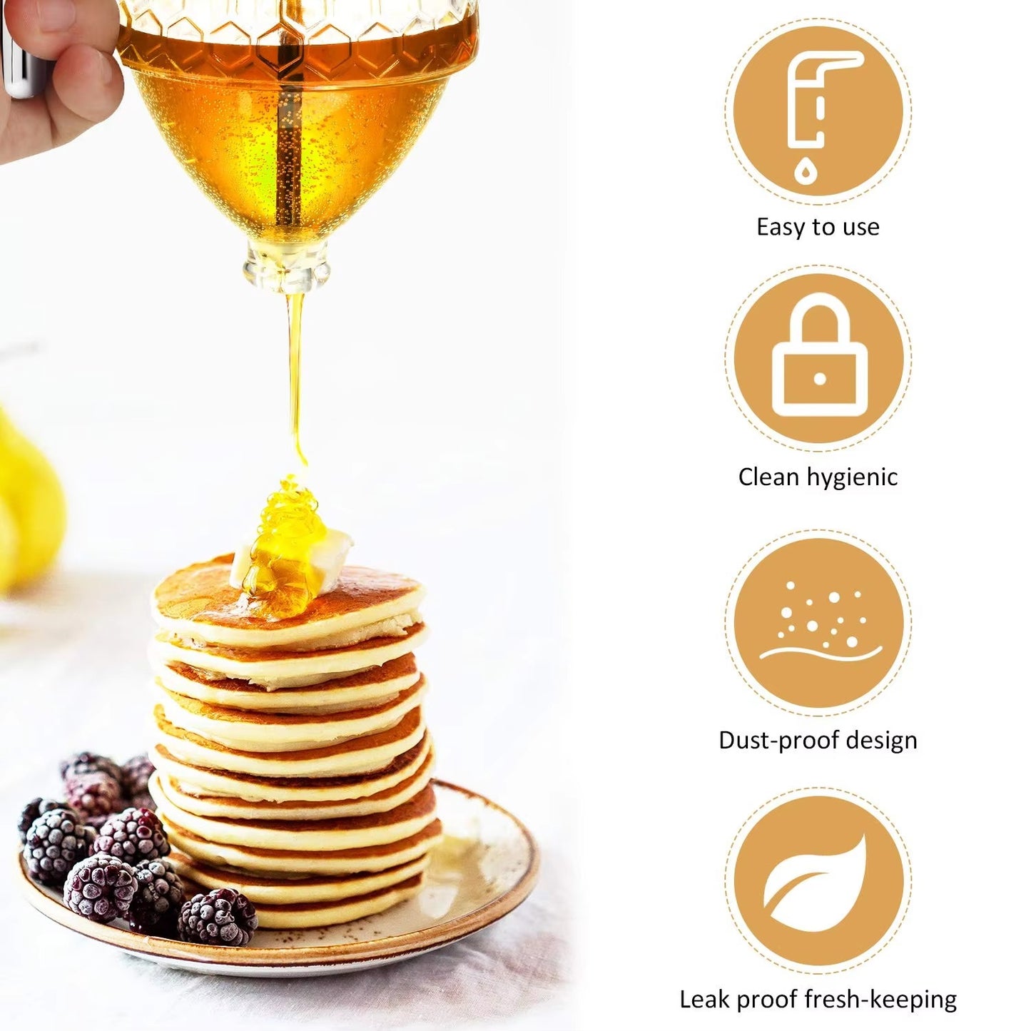 Honey Dispenser Jar 200ML – Kitchen Syrup & Juice Storage Pot