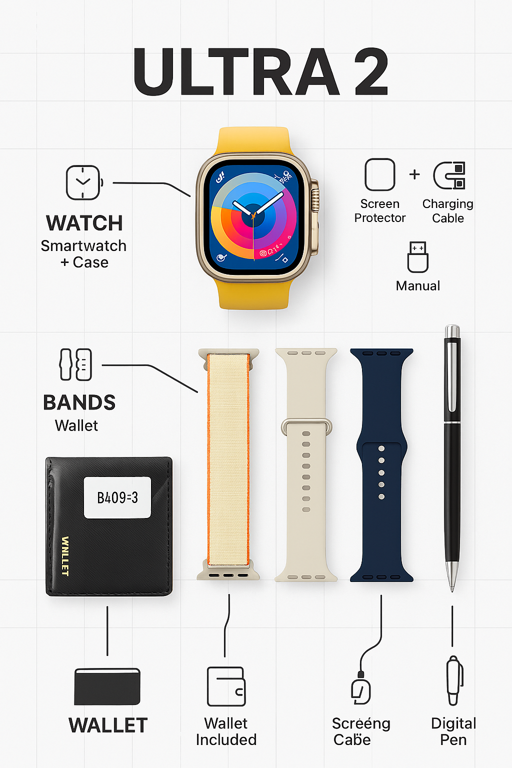 New Model S200 Smart Watch – Full Display & Wallet Feature