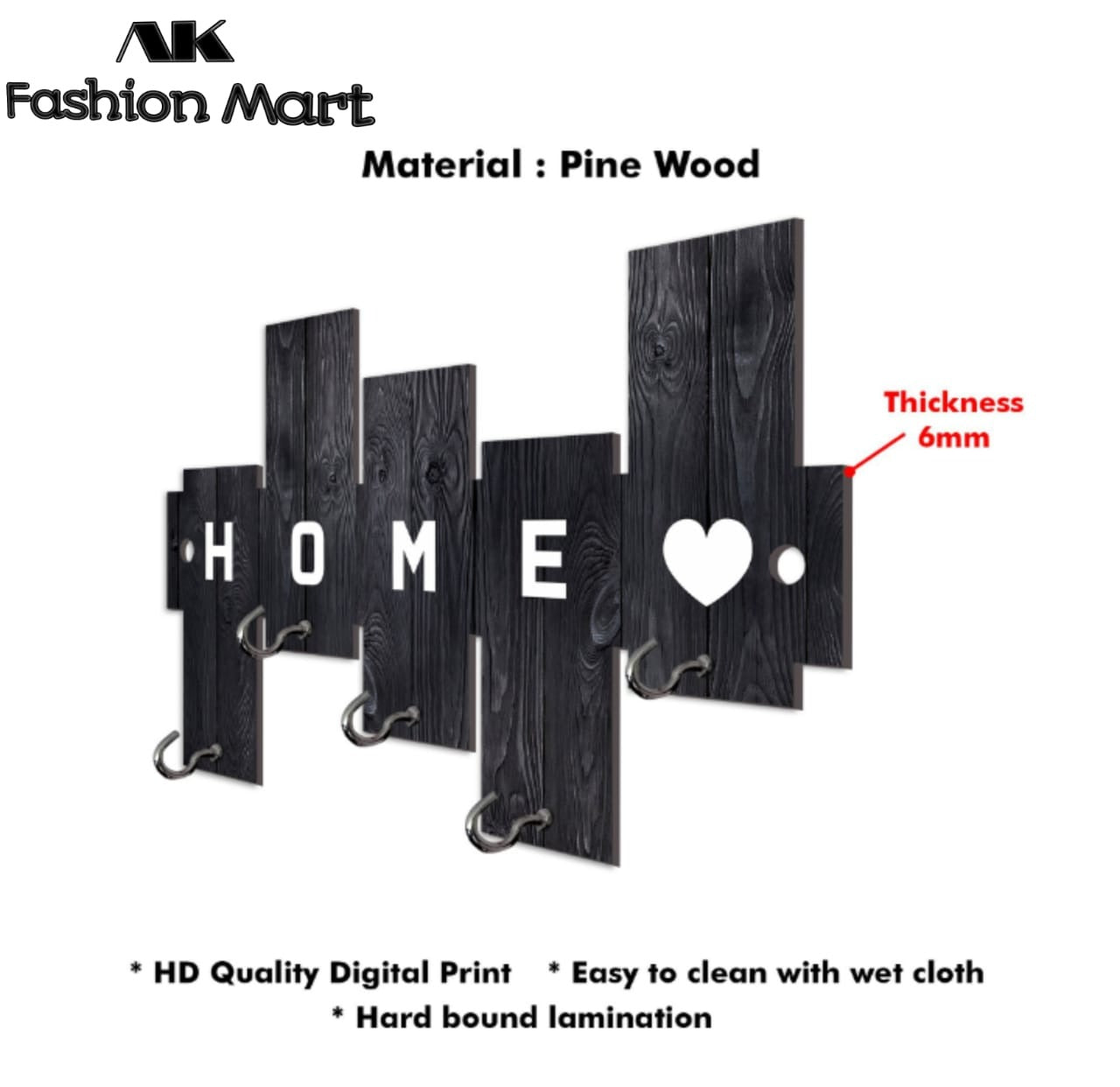 Simple and stylish wooden key holder for wall decor. Perfect for home, bedroom, office, or entryway organization.