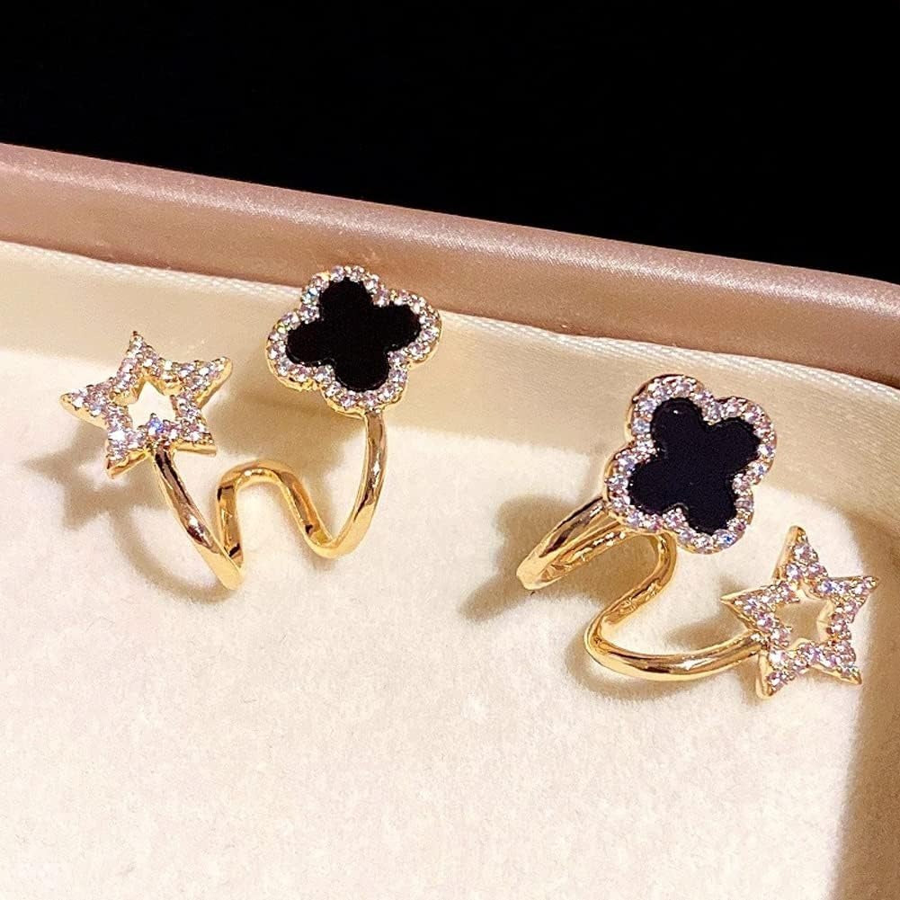 Sparkling Clover Star Earrings – Elegant Gold Plated Jewelry