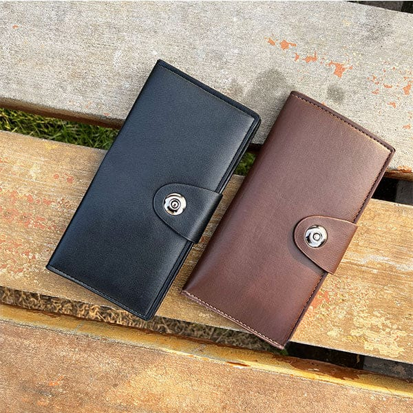 Tri-Fold Pure Leather Long Wallet for Men & Women