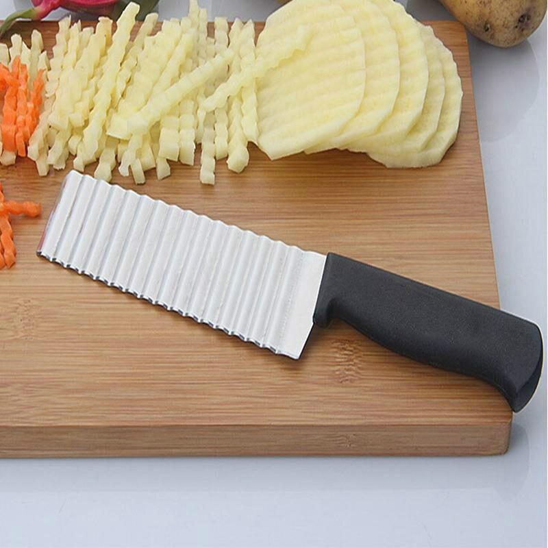 Wavy Crinkle Potato French Fry Cutter Stainless Steel Knife