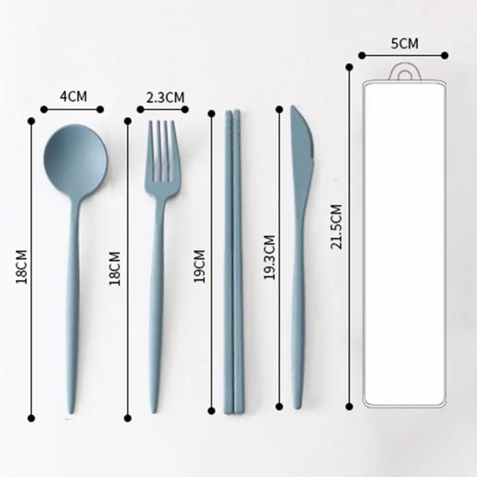 Wheatstraw 4-Piece Cutlery Set Spoon Fork Chopsticks Knife