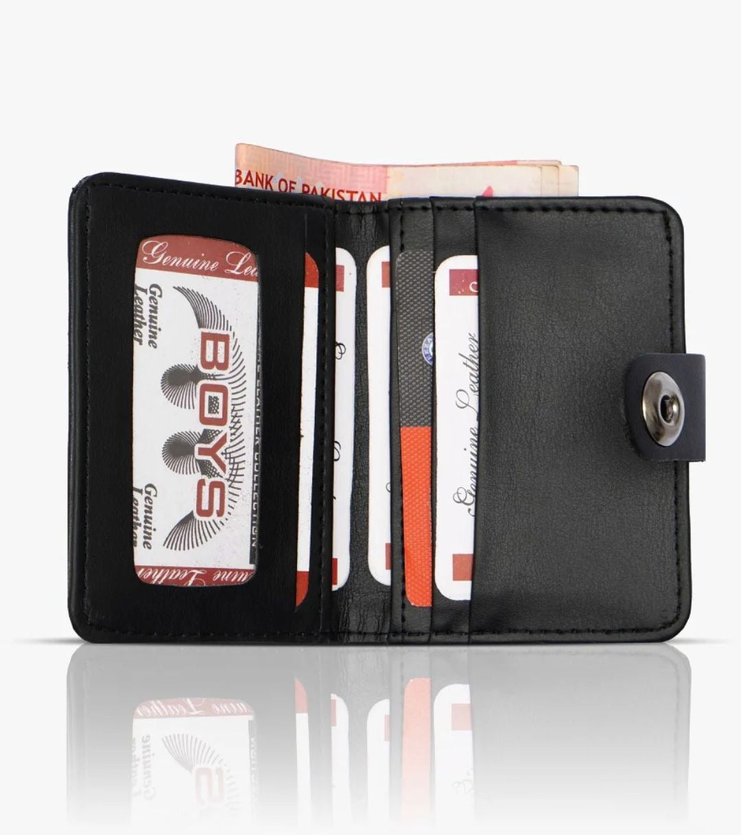 Plain Leather Minimal Button Closure Smart Wallet