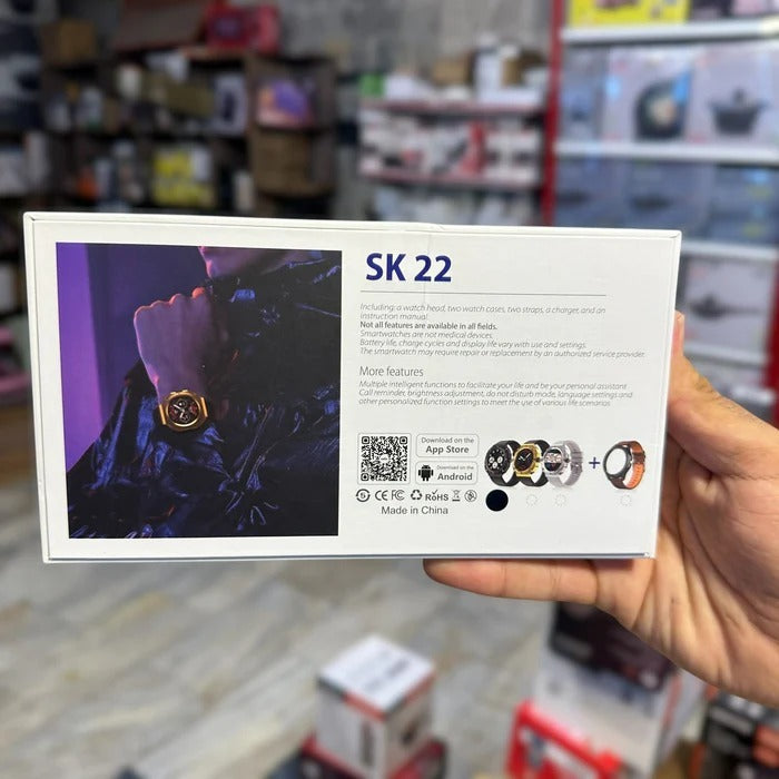 SK 22 Smartwatch for Men & Boys | 2 Straps & AMOLED Display