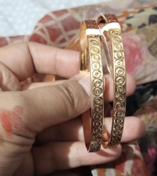 Gold Dotted Circle Bangle Bracelet for Women