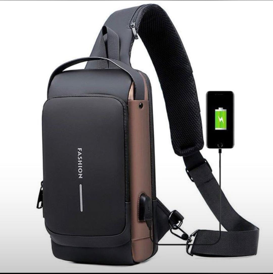 Fashion Men Sling Bag – Waterproof Anti-Theft USB Backpack