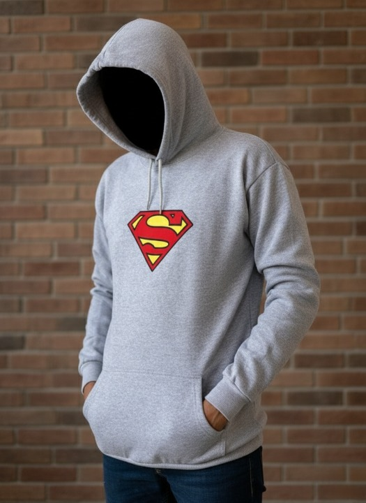 Full Grey Superman Hoodie – Unisex Summer Collection XL
