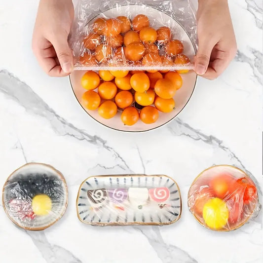 100PCS Elastic Plastic Food Wrap Covers | Fresh & Dust Proof
