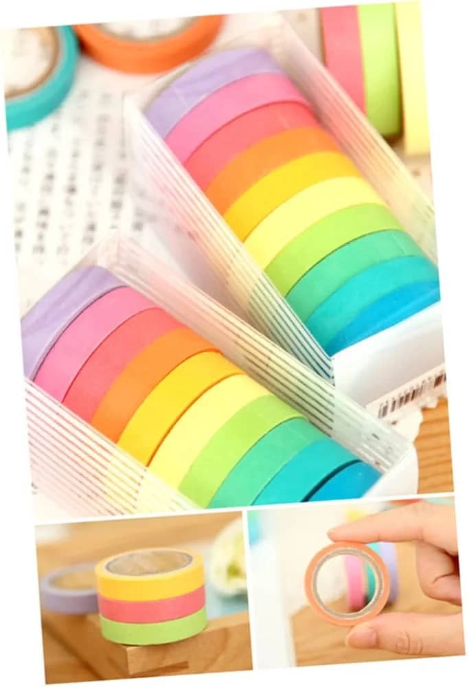 10 Rolls Colorful Rainbow Washi Tape – DIY Decorative Stationery