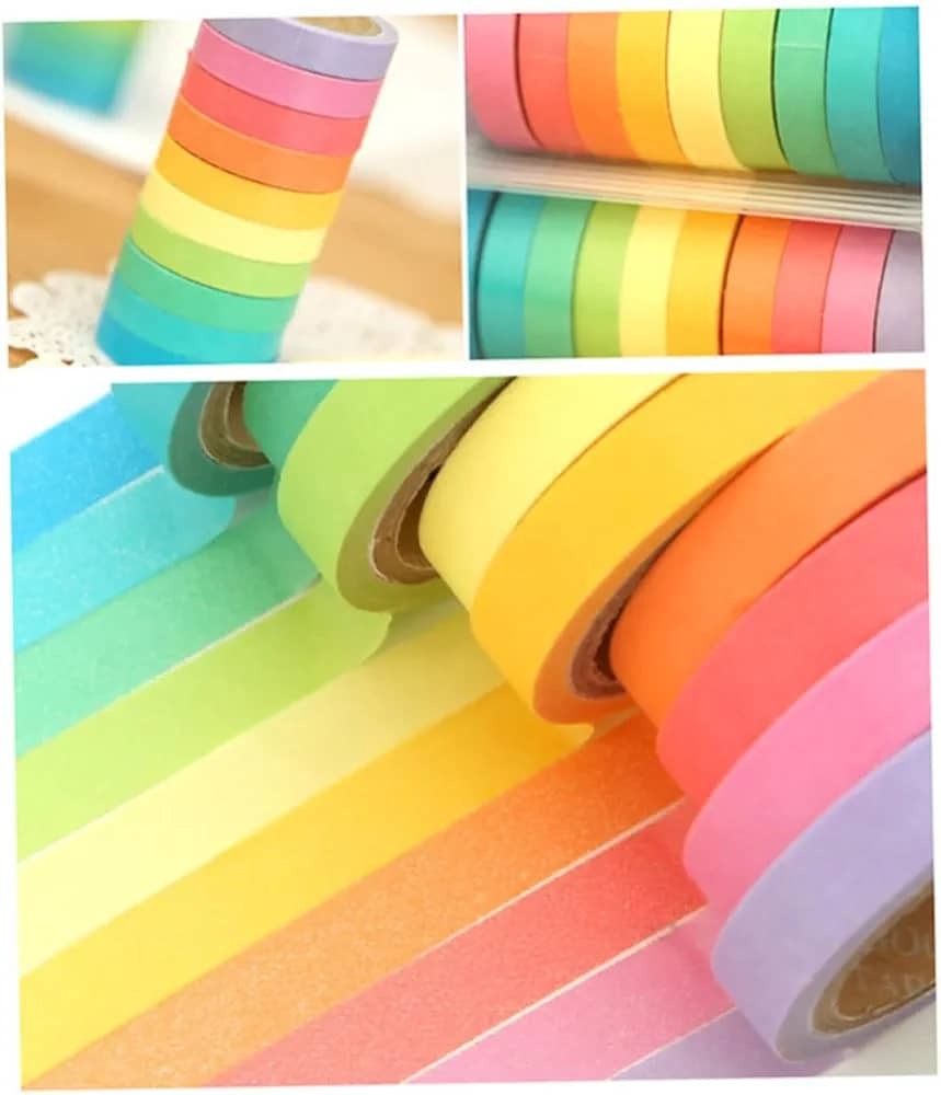 10 Rolls Colorful Rainbow Washi Tape – DIY Decorative Stationery