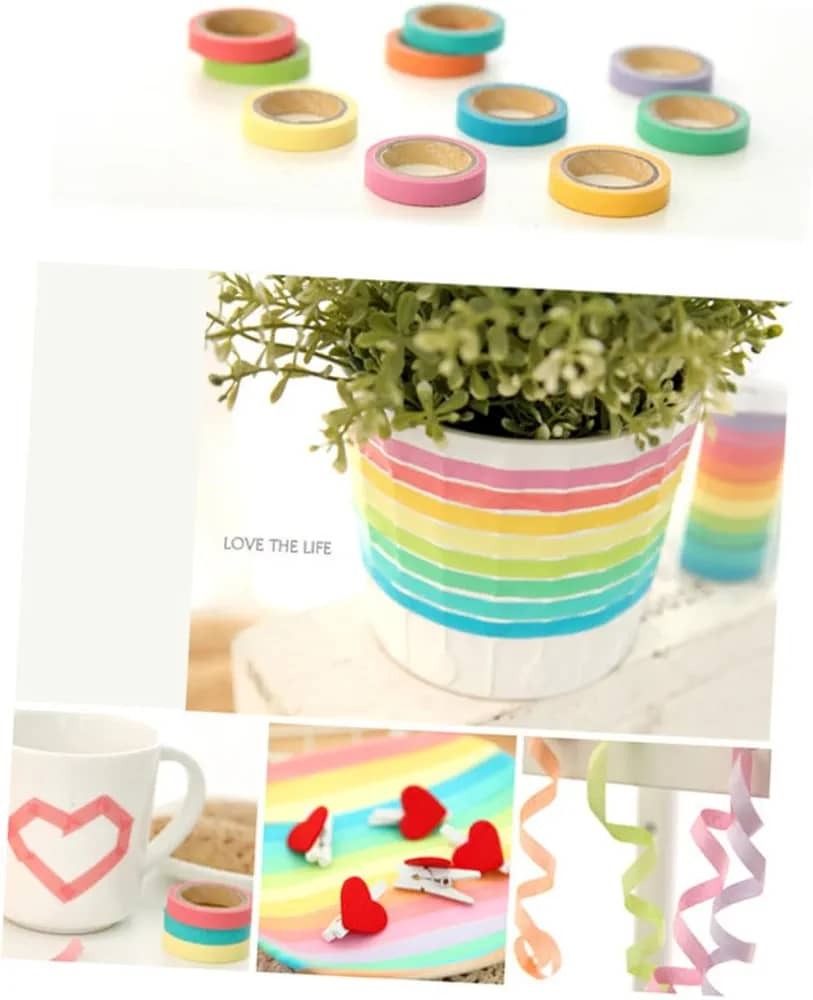 10 Rolls Colorful Rainbow Washi Tape – DIY Decorative Stationery