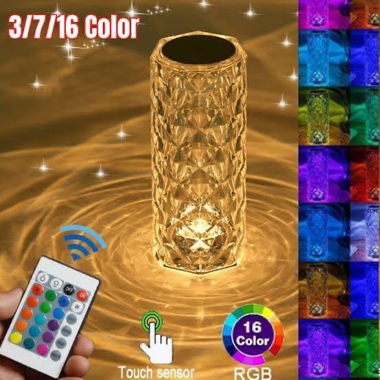 16 Colors Diamond Rose Crystal Bedside Touch Lamp