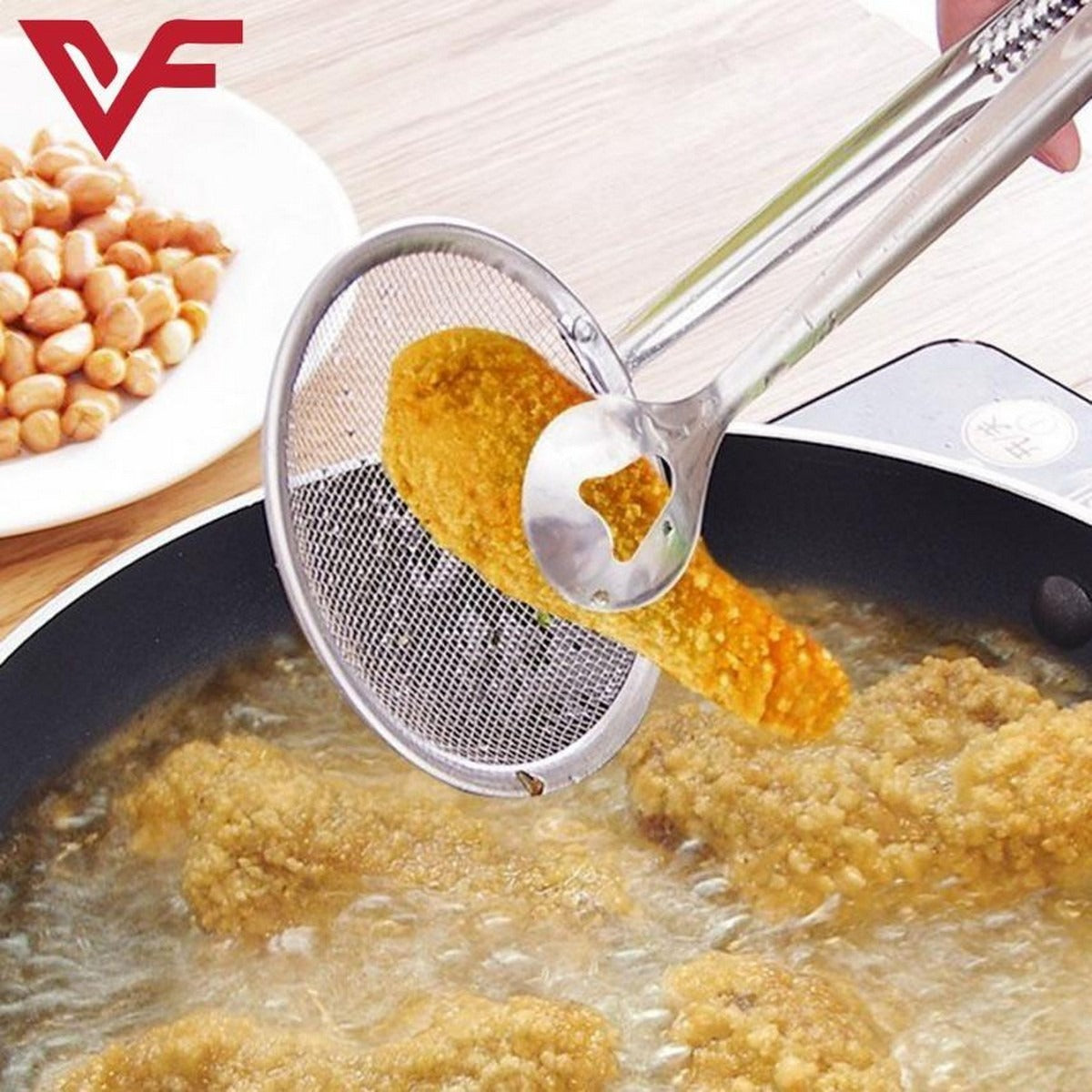 2-in-1 Fry Spoon Strainer with Clip | Stainless Steel Kitchen Tool