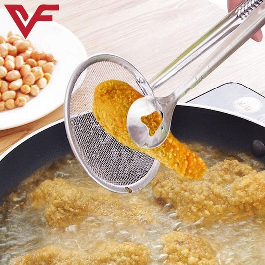 2-in-1 Fry Spoon Strainer with Clip | Stainless Steel Kitchen Tool