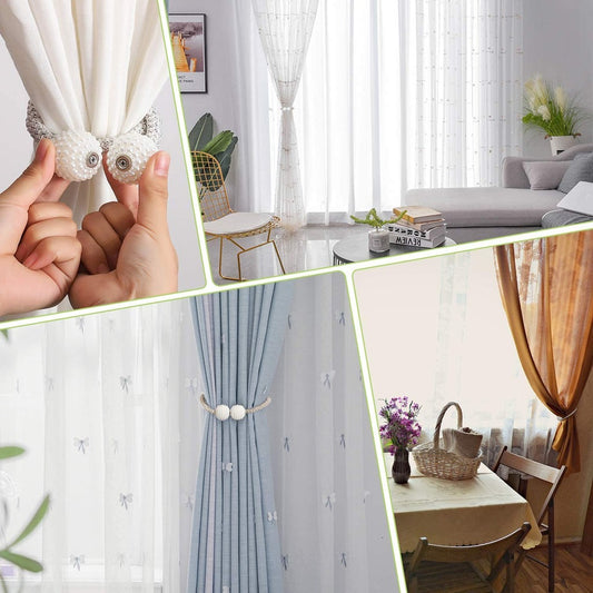 2PCS Pearl Magnetic Curtain Buckle Tiebacks Set