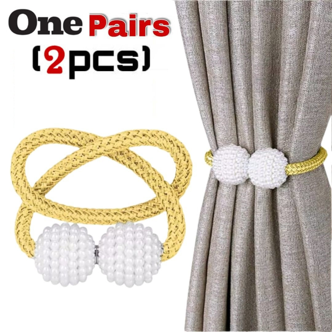 2PCS Pearl Magnetic Curtain Buckle Tiebacks Set