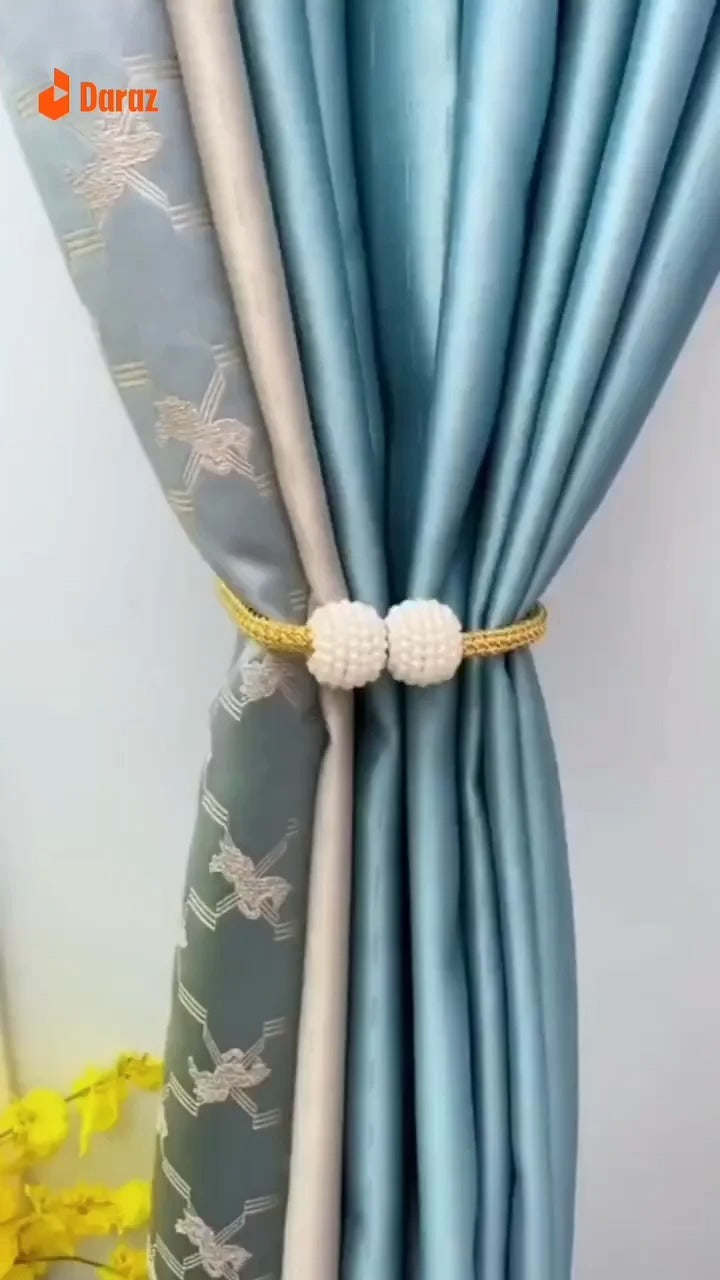 2PCS Pearl Magnetic Curtain Buckle Tiebacks Set