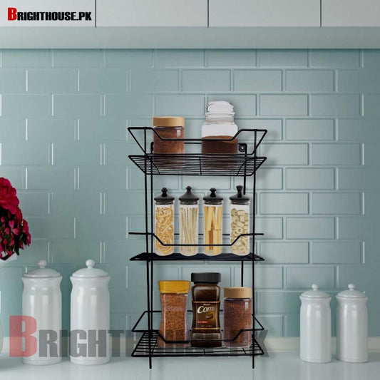 3-Layer Metal Wall Spice Rack | Kitchen & Bathroom Organizer