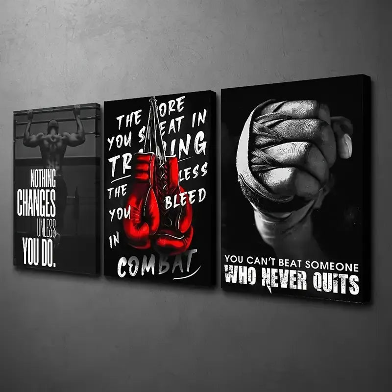 3-Piece Sports Wall Décor Boxing Quote Prints
