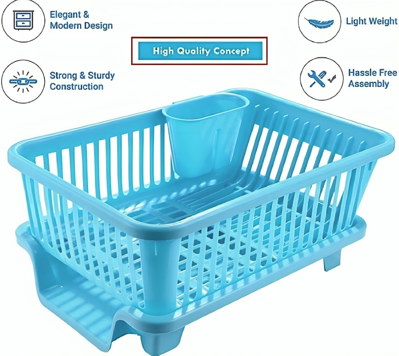 3-in-1 Fancy Plate Rack | Durable Kitchen Sink Dish Drying Rack