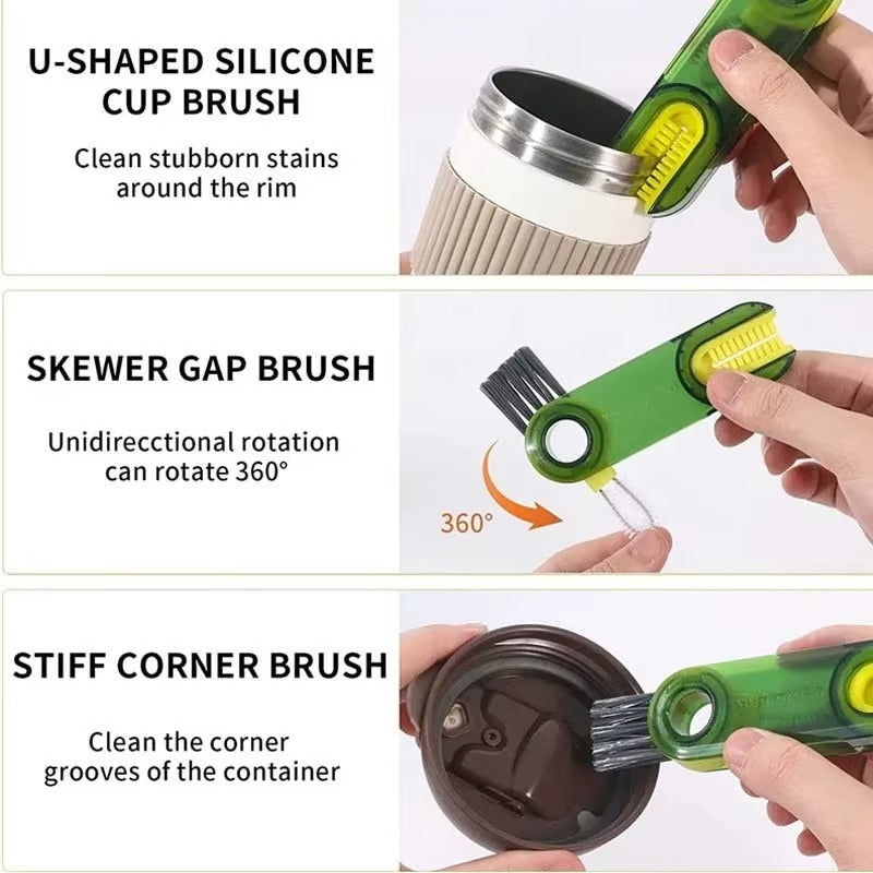 3-in-1 Silicone Cup Brush Set | Multi-Use Bottle & Straw Cleaner
