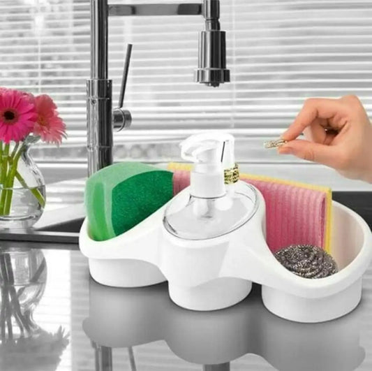 3-in-1 Soap Dispenser & Sponge Holder Kit for Kitchen