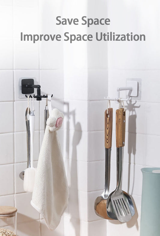 360° Rotating Kitchen Hook – No Drill Self-Adhesive Organizer