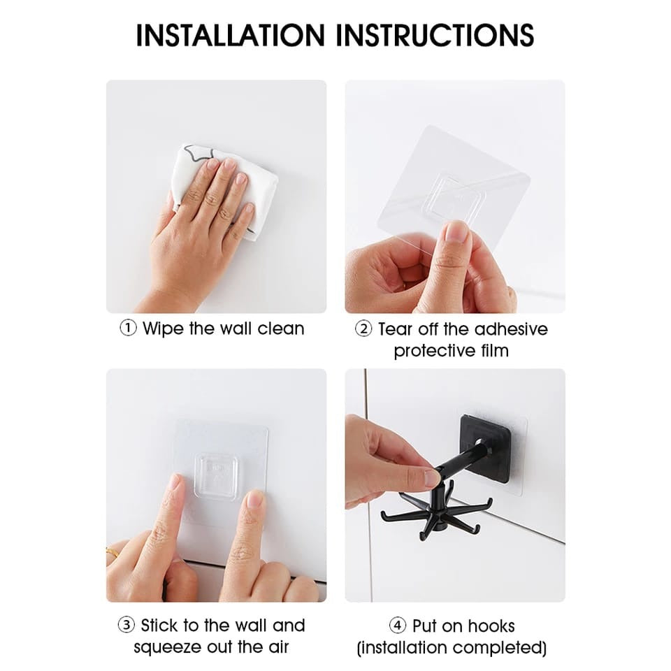 360° Rotating Kitchen Hook – No Drill Self-Adhesive Organizer