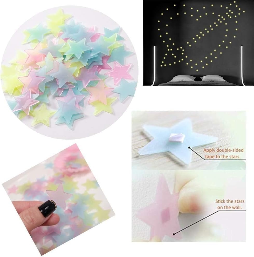 3D Glow Stars Pack For Ceiling And Wall Decor