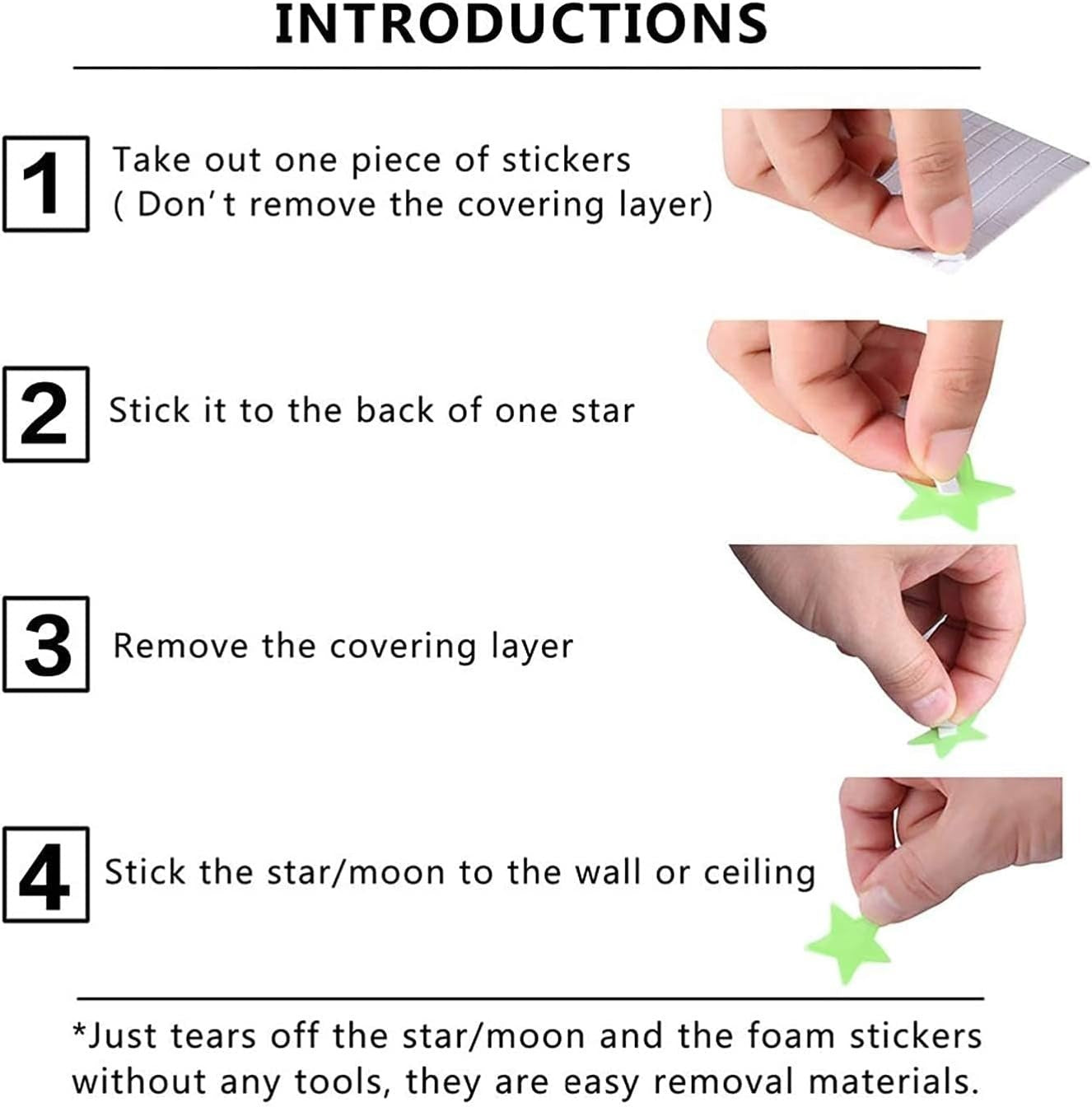 3D Glow Stars Pack For Ceiling And Wall Decor