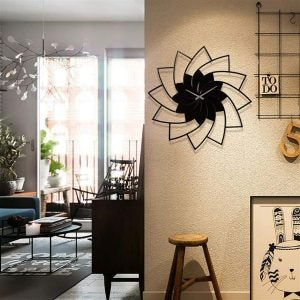 3D Wooden Floral Wall Clock Modern Home Decor