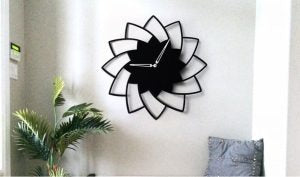 3D Wooden Floral Wall Clock Modern Home Decor