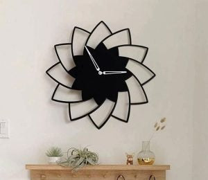 3D Wooden Floral Wall Clock Modern Home Decor