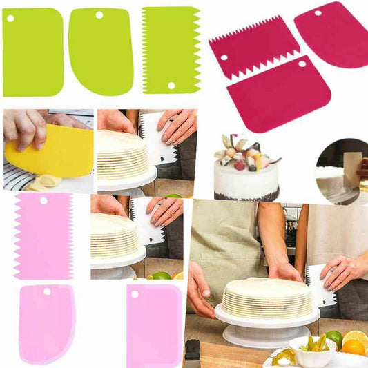 3PCS Cake Cream Scraper Set – DIY Cake Decorating Tools