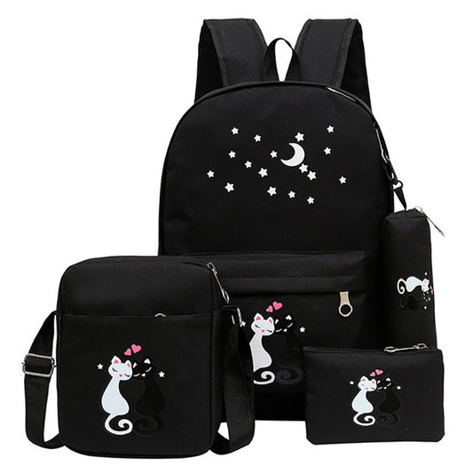 4-Piece Canvas School Bag Set for Kids | Stylish Boys & Girls Backpack