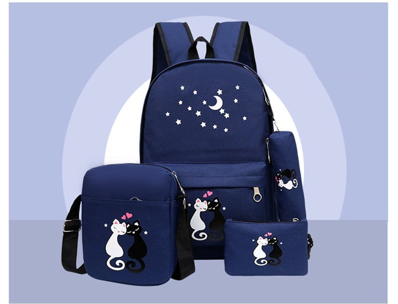 4-Piece Canvas School Bag Set for Kids | Stylish Boys & Girls Backpack
