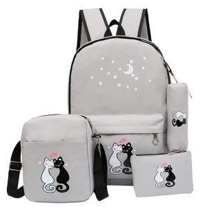 4-Piece Canvas School Bag Set for Kids | Stylish Boys & Girls Backpack