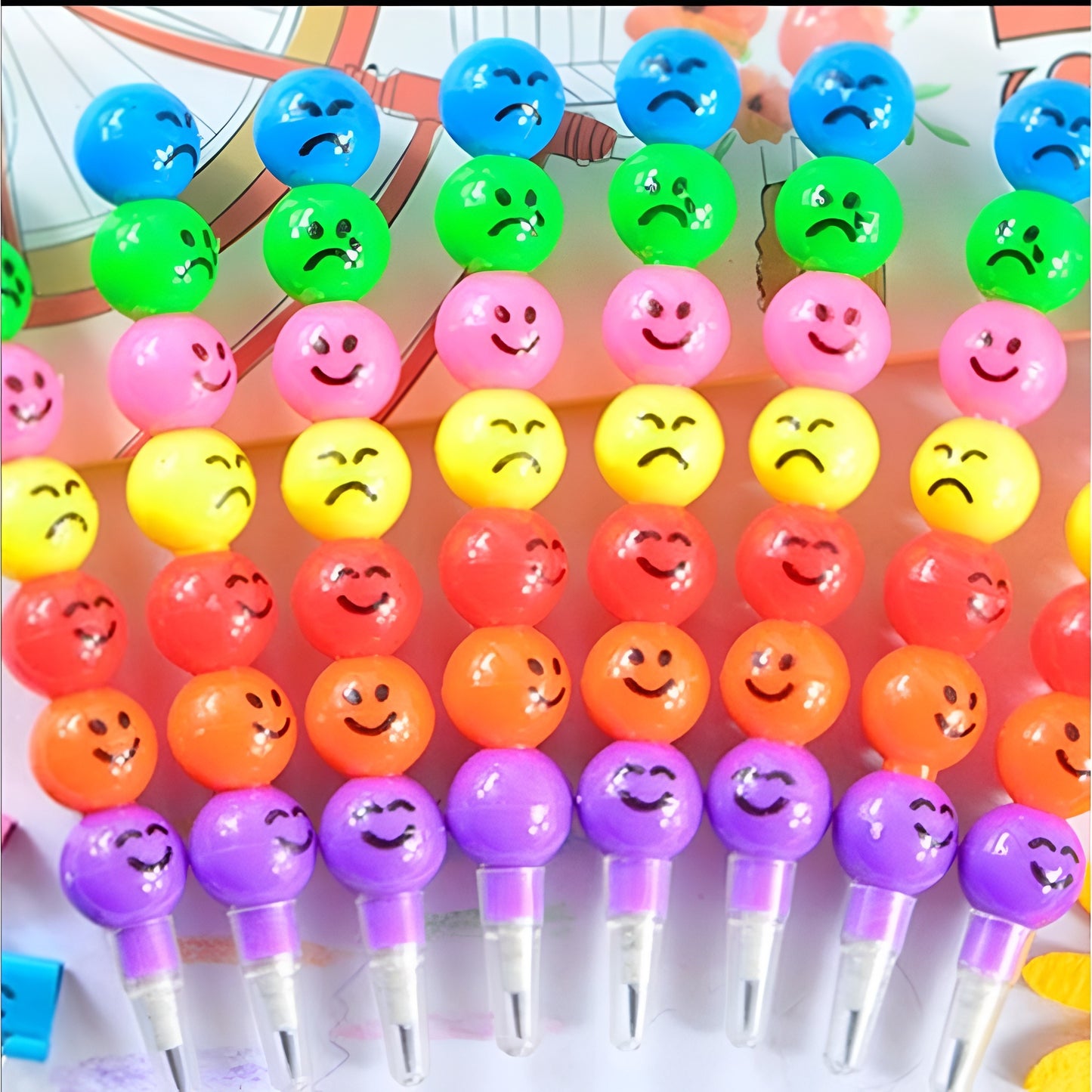 4 Pcs Smiley Cartoon Stationery Pencils – Fun Rainbow Pens