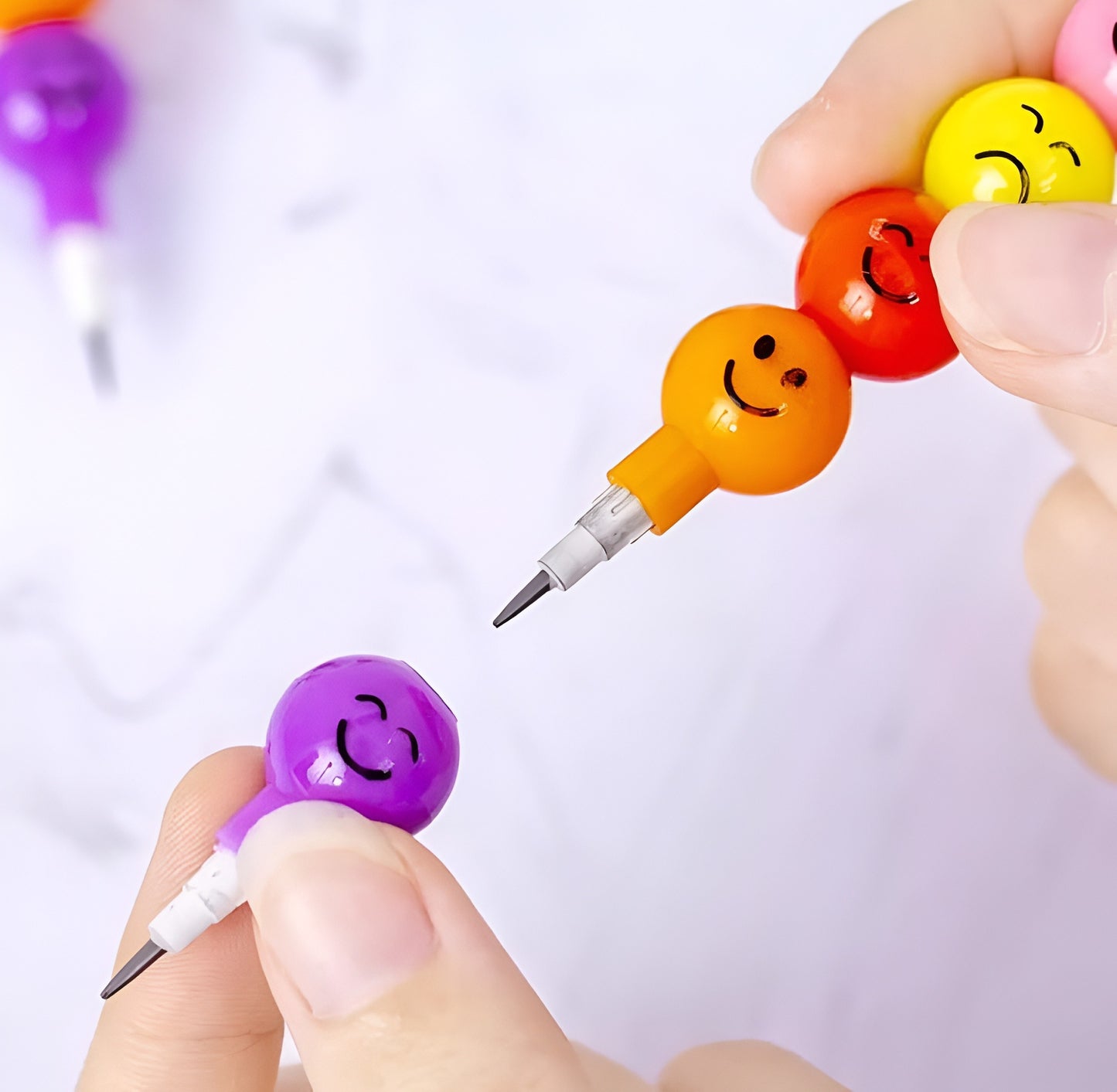 4 Pcs Smiley Cartoon Stationery Pencils – Fun Rainbow Pens
