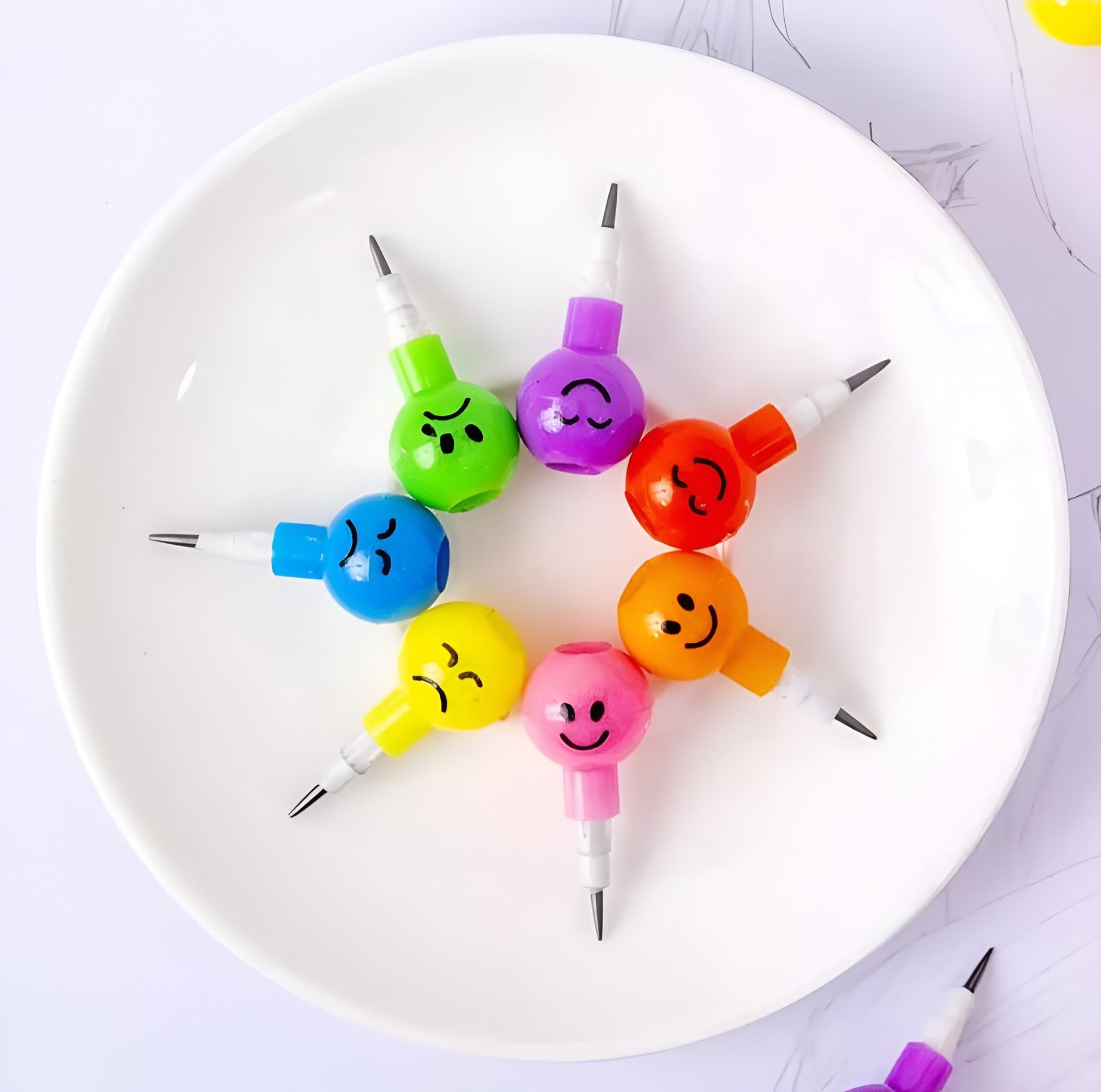 4 Pcs Smiley Cartoon Stationery Pencils – Fun Rainbow Pens
